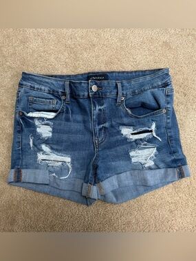 Aéropostale Low Rise Midi Denim Shorts - Light Blue